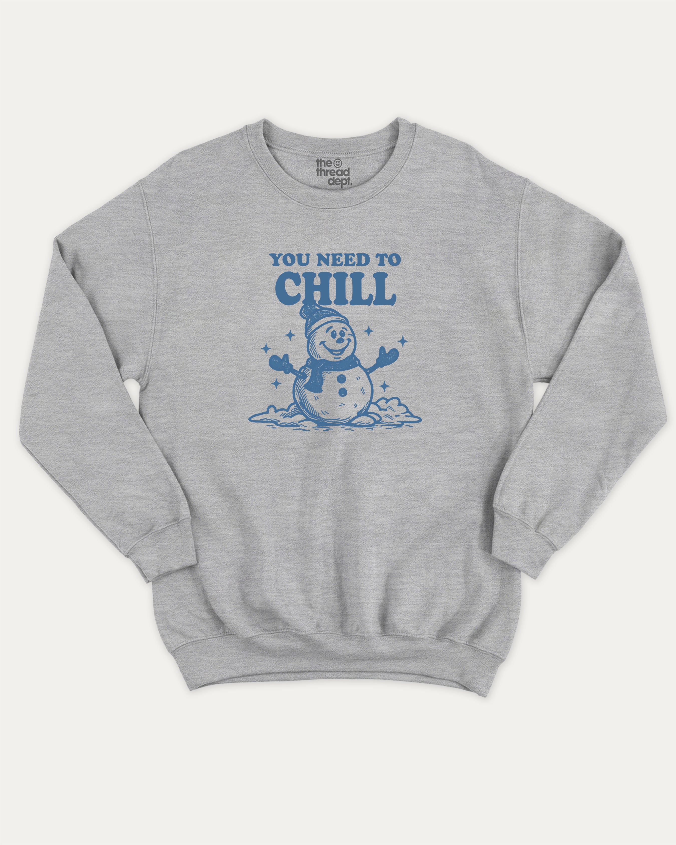You Need To Chill pullover sweatshirt, perfect for christmas. A must-have christmas pullover, comfy cold-weather wear, bold casual look. Heather Grey sweater