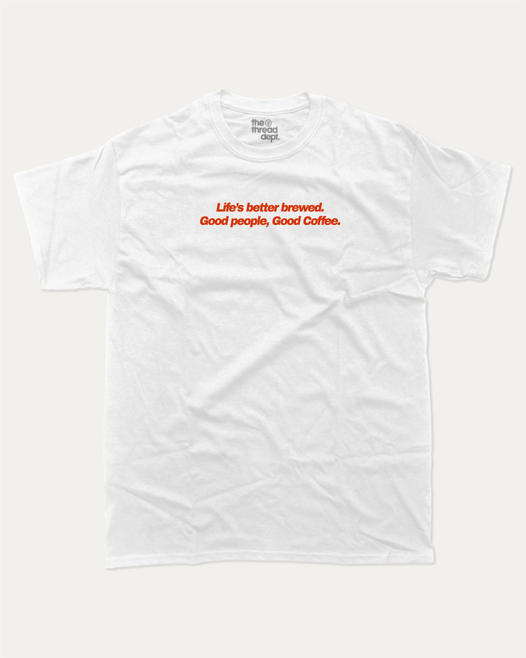 Caffeinated Friends Club graphic tee with bold and humorous print, Perfect Gift for Coffee Lovers, Coffee Graphic T shirt,  funny and trendy graphic. Perfect for adults and gift-giving. White shirt.