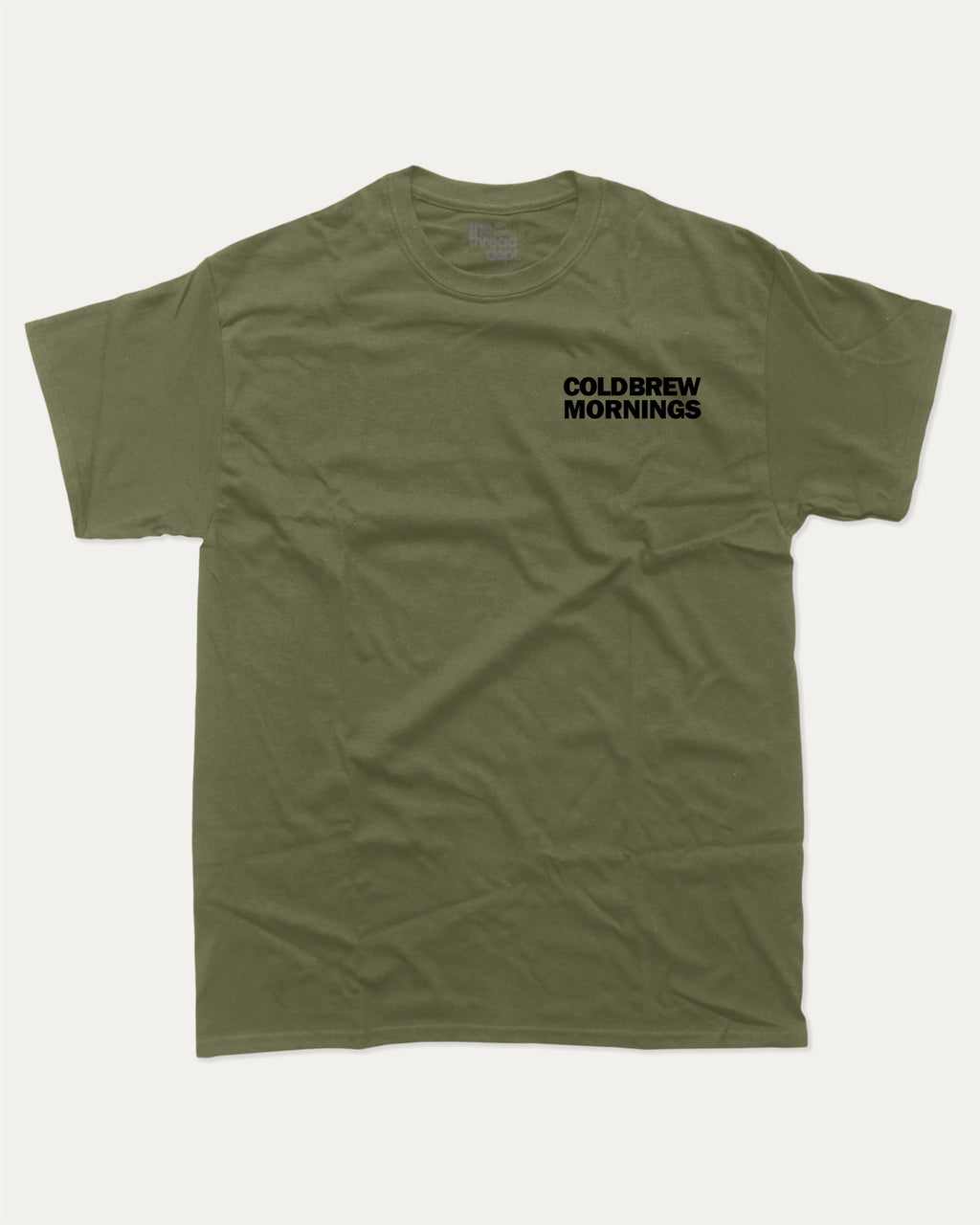 Cold Brew Mornings graphic t-shirt, Coffee Lover Graphic T shirt, Cold Brew Graphic T shirt, Drinks Lover T shirt, Coffee Lover T shirt,  A must-have funny tee, trending meme shirt, unique gift idea. Military Green.