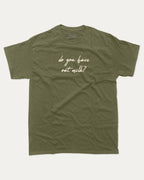 Do you have oat milk graphic tee with bold and humorous print, Perfect Gift for Oat Milk Lovers, Lactose Graphic T shirt, Coffee Graphic T shirt, Drinks Graphic T shirt, funny and trendy graphic. Perfect for adults and gift-giving. Military Green shirt.