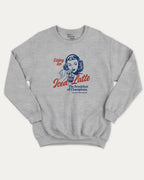 Enjoy An Iced Latte graphic sweatshirt with bold and humorous print, Perfect Gift for Coffee Lover, Coffee Graphic T shirt, warm and cozy graphic for everyday wear. Perfect for adults and gift-giving. Heather Grey pullover.