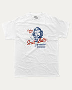 Enjoy An Iced Latte graphic tee with bold and humorous print, Perfect Gift for Coffee Lover, Coffee Graphic T shirt, funny and trendy graphic. Perfect for adults and gift-giving. White shirt.