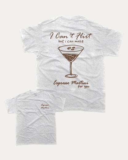 Espresso Martini graphic t-shirt, Drinks T shirt, Cocktail Graphic T shirt, A must-have funny tee, trending meme shirt, unique gift idea. Ash Grey .