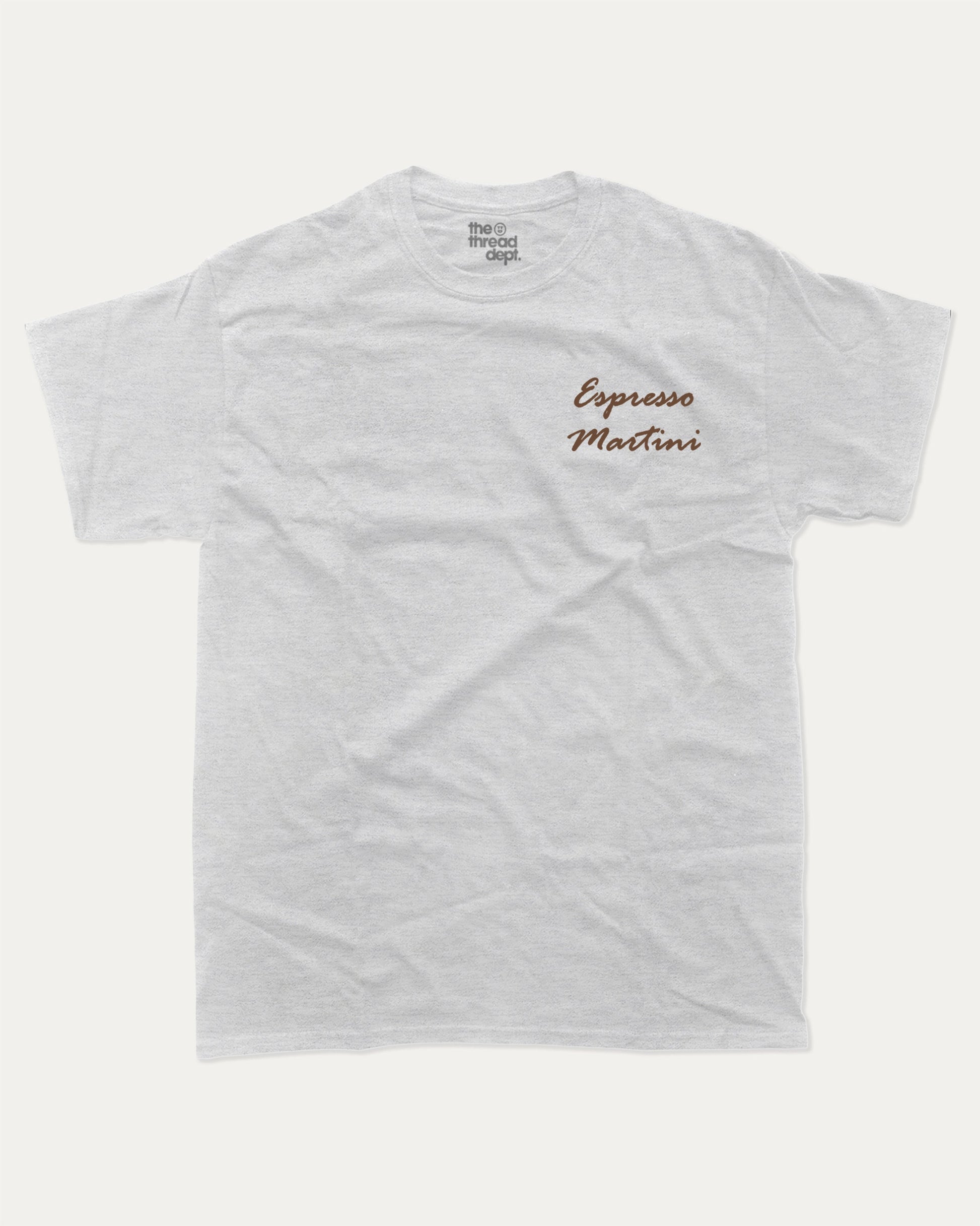 Espresso Martini graphic t-shirt, Drinks T shirt, Cocktail Graphic T shirt, A must-have funny tee, trending meme shirt, unique gift idea. Ash Grey .