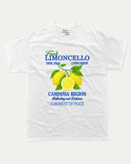 Fresh Limoncello graphic tee with bold and humorous print, funny and trendy graphic. Retro Inspired Graphic T shirt, Lemon Graphic Tee, Italian Liquor tee, Alocohil T shirt, Cocktail T shirt,  Perfect for adults and gift-giving. White shirt.