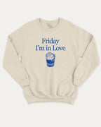 Friday I'm in Love graphic sweatshirt with bold and humorous print, Retro Drinks Graphic T shirt, Old Fashiond Cocktail Graphic T shirt, warm and cozy graphic for everyday wear. Perfect for adults and gift-giving. Natural pullover.