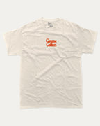 Gimme Coffee graphic tee with bold and humorous print, funny and trendy graphic. Coffee Lover Graphic T shirt, Caffeine Lover Graphic T shirt,  Perfect for adults and gift-giving. Cream shirt.