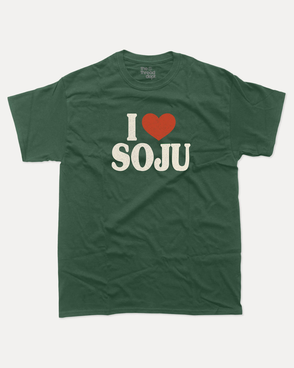 I Love Soju graphic tee with bold and humorous print, Perfect Gift for Soju Lovers, Soju Korean Drinks Graphic T shirt, funny and trendy graphic. Perfect for adults and gift-giving. Forest shirt.