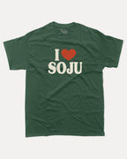 I Love Soju graphic tee with bold and humorous print, Perfect Gift for Soju Lovers, Soju Korean Drinks Graphic T shirt, funny and trendy graphic. Perfect for adults and gift-giving. Forest shirt.
