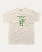Let the fun be gin graphic tee with bold and humorous print, funny and trendy graphic. Drinks Lover Graphic Tee, Cocktail T shirt, Gin Tonic Lover Graphic T shirt, Perfect for adults and gift-giving. Cream shirt.