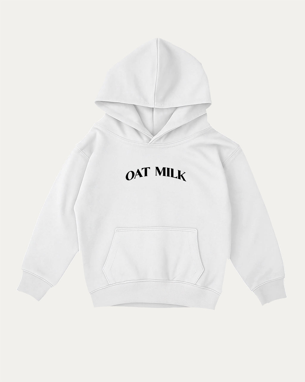 Oat Milk kids graphic hoodie with cozy fit and fun design, perfect for school, play, and gifting. White kids sweater.