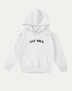 Oat Milk kids graphic hoodie with cozy fit and fun design, perfect for school, play, and gifting. White kids sweater.