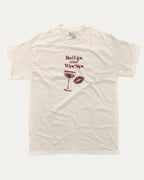 Red Lips and Wine Sips graphic tee with bold and humorous print, funny and trendy graphic. Gift to Wine Lover, Wine Graphic T shirt,  Perfect for adults and gift-giving. Cream shirt.