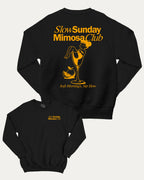 Slow Sunday Mimosa Club graphic sweatshirt with bold and humorous print, Funny Alcohol Graphic T shirt, Alcoholic Beverage Graphic T shirt, warm and cozy graphic for everyday wear. Perfect for adults and gift-giving. Black pullover.