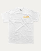 Slow Sunday Mimosa Club graphic tee with bold and humorous print, Funny Alcohol Graphic T shirt, Alcoholic Beverage Graphic T shirt, funny and trendy graphic. Perfect for adults and gift-giving. White shirt.