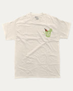 Spicy Margarita Cocktail Club graphic tee with vintage marg cocktail print, funny and trendy graphic. Perfect for adults and gift-giving. Cream shirt.