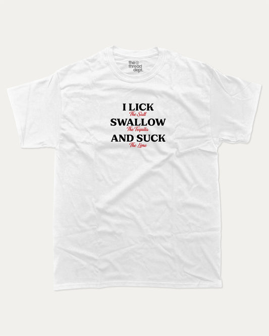 Swallow The Tequila graphic t-shirt, Drinks T shirts, Alcohol Graphic T shirt, Beer Graphic T shirt, Vintage Graphic T shirt, A must-have funny tee, trending meme shirt, unique gift idea. White.