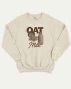 Vintage Oat Milk graphic pullover with bold and humorous print, funny and vintage graphic for everyday wear. Perfect funny gifts for friends. Natural pullover.