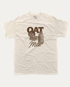 Vintage Oat Milk graphic t-shirt with bold and humorous print, funny and trendy graphic. Perfect funny gifts for friends. Cream shirt.