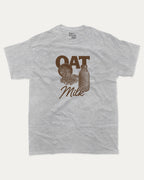 Vintage Oat Milk graphic t-shirt with bold and humorous print, funny and trendy graphic. Perfect funny gifts for friends. Heather Grey shirt.