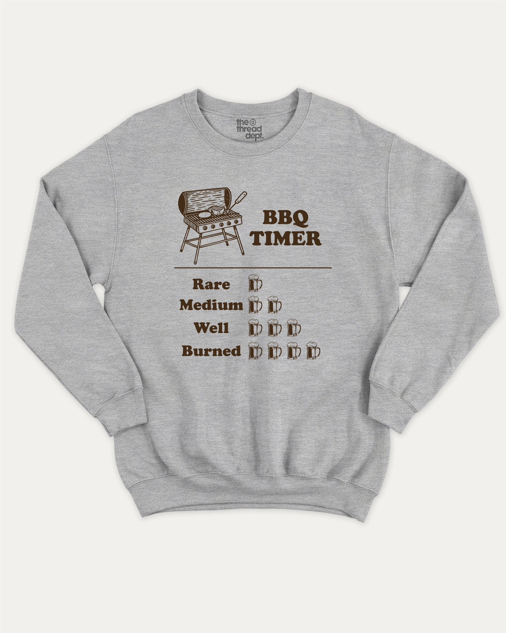 BBQ Timer pullover sweatshirt, T shirt for BBQ Lover, BBQ Grill Graphic T shirt, Food Graphic T shirt, Drinks Graphic T shirt, Dad Graphic T shirt, A must-have graphic pullover, comfy cold-weather wear, bold casual look. Heather Grey sweater
