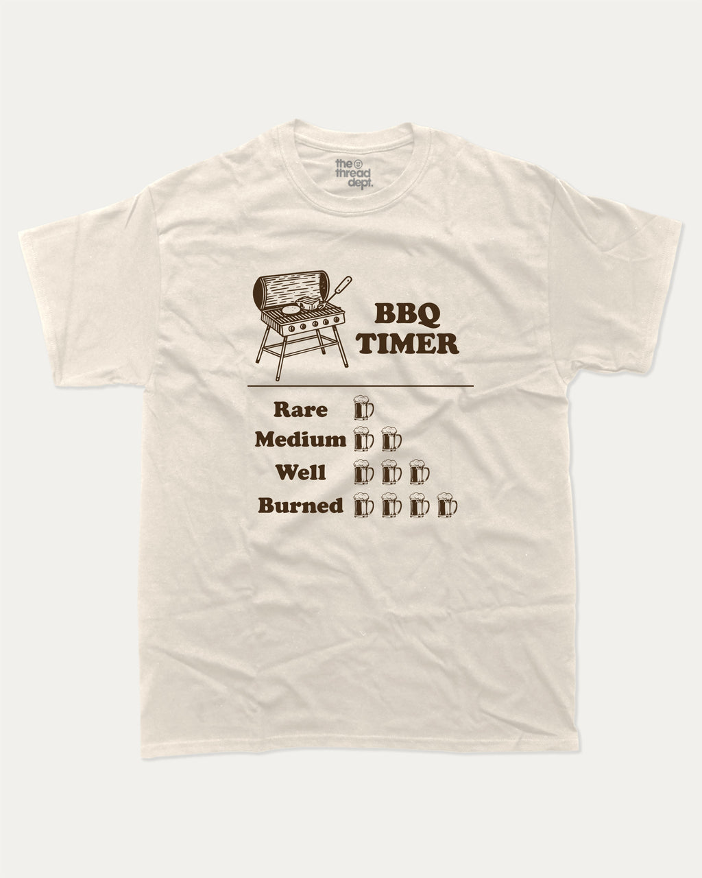 BBQ Timer graphic t-shirt, T shirt for BBQ Lover, BBQ Grill Graphic T shirt, Food Graphic T shirt, Drinks Graphic T shirt, Dad Graphic T shirt, A must-have funny tee, trending meme shirt, unique gift idea. Cream.
