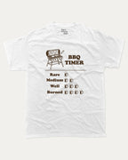 BBQ Timer graphic t-shirt, T shirt for BBQ Lover, BBQ Grill Graphic T shirt, Food Graphic T shirt, Drinks Graphic T shirt, Dad Graphic T shirt, A must-have funny tee, trending meme shirt, unique gift idea. White.