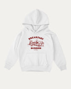 Breakfast Buddies kids graphic hoodie with cozy fit and fun design, perfect for school, play, and gifting. White kids sweater.