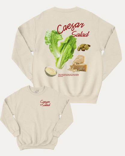 Caesar Salad pullover sweatshirt, perfect for adults. A must-have salad graphic pullover, comfy cold-weather wear, bold casual look. Natural sweater
