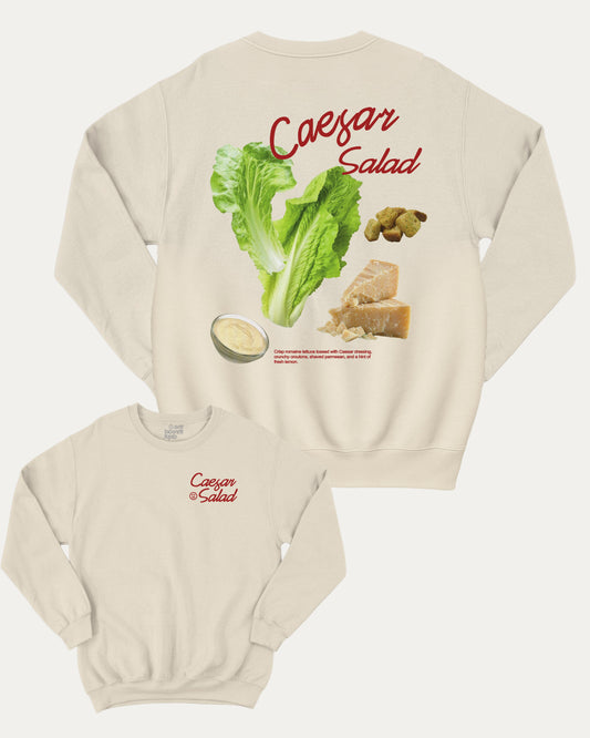 Caesar Salad pullover sweatshirt, perfect for adults. A must-have salad graphic pullover, comfy cold-weather wear, bold casual look. Natural sweater