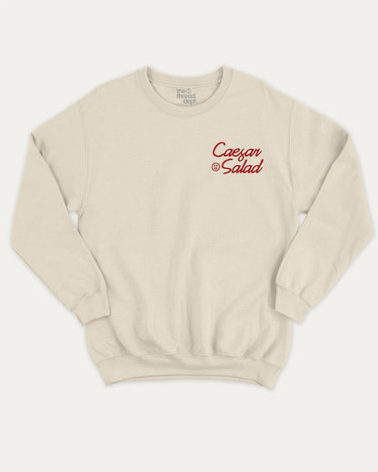 Caesar Salad pullover sweatshirt, perfect for adults. A must-have salad graphic pullover, comfy cold-weather wear, bold casual look. Natural sweater