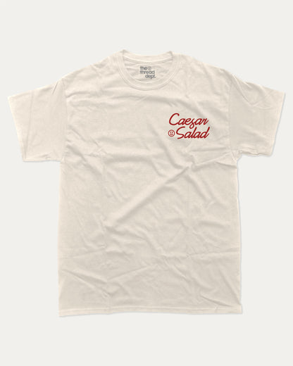 Caesar Salad graphic t-shirt, perfect for adults. A must-have funny tee, trending meme shirt, unique gift idea. Cream.
