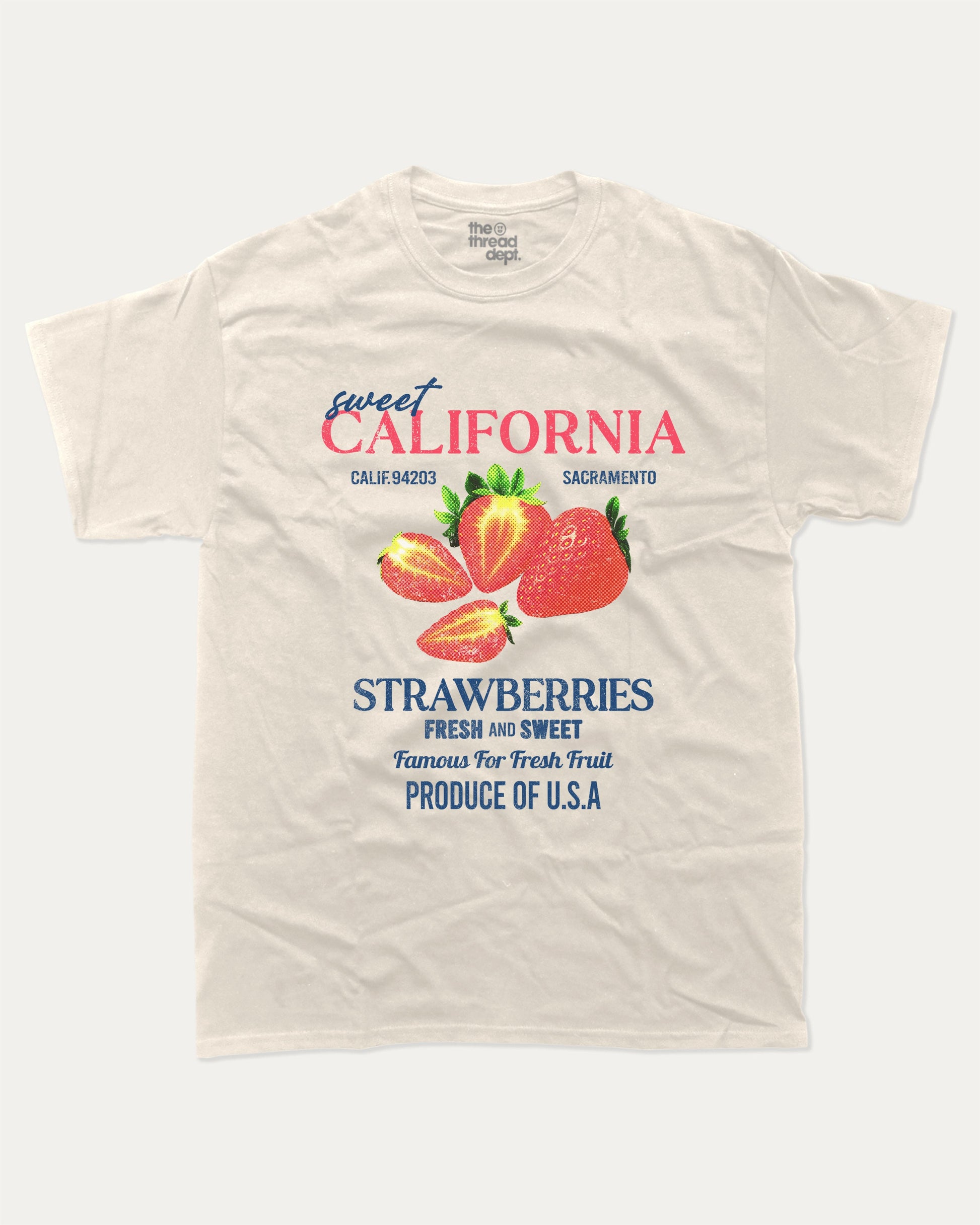 California Strawberries graphic crop tee, Fresh Fruit Graphic T shirt, Strawberries T shirt, Retro Vintage Graphic T shirt, A must-have funny tee, trending meme shirt, unique gift idea. Cream.