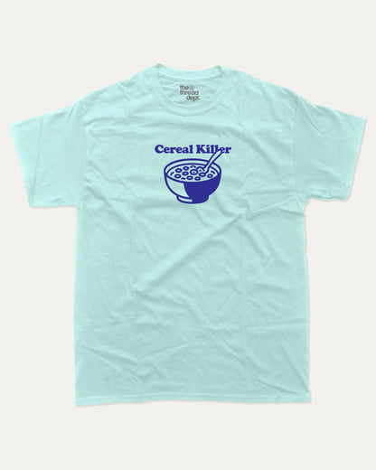Cereal Killer graphic t-shirt, Funny Food T shirt, T shirt for Food Lover, A must-have funny tee, trending meme shirt, unique gift idea. Celadon.