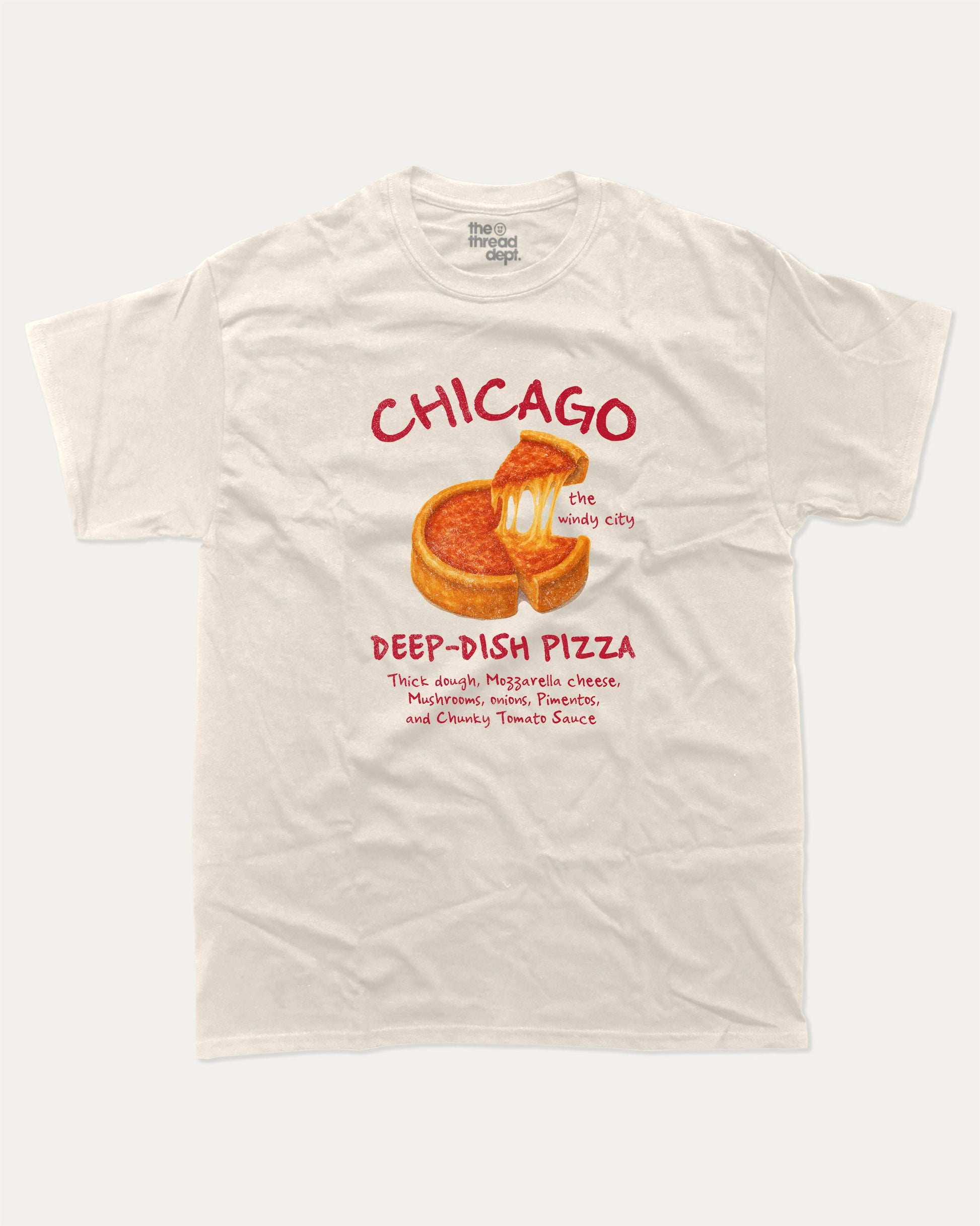 Chicago Deep Dish Pizza graphic crop tee, Food Lovers T shirt, Food Graphic T shirt, Pizza Graphic T shirt, Pasta Graphic T shirt, Spaghetti Graphic T shirt, A must-have funny tee, trending meme shirt, unique gift idea. Cream.