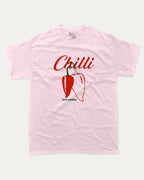 Chilli graphic t-shirt, Funny Food T shirt, T shirt for Food Lover, A must-have funny tee, trending meme shirt, unique gift idea. Pink.