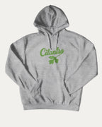 Cilantro graphic hoodie with funny and trendy artwork, casual streetwear with bold personality. Great for adults and gifting. Heather Grey hoodie.