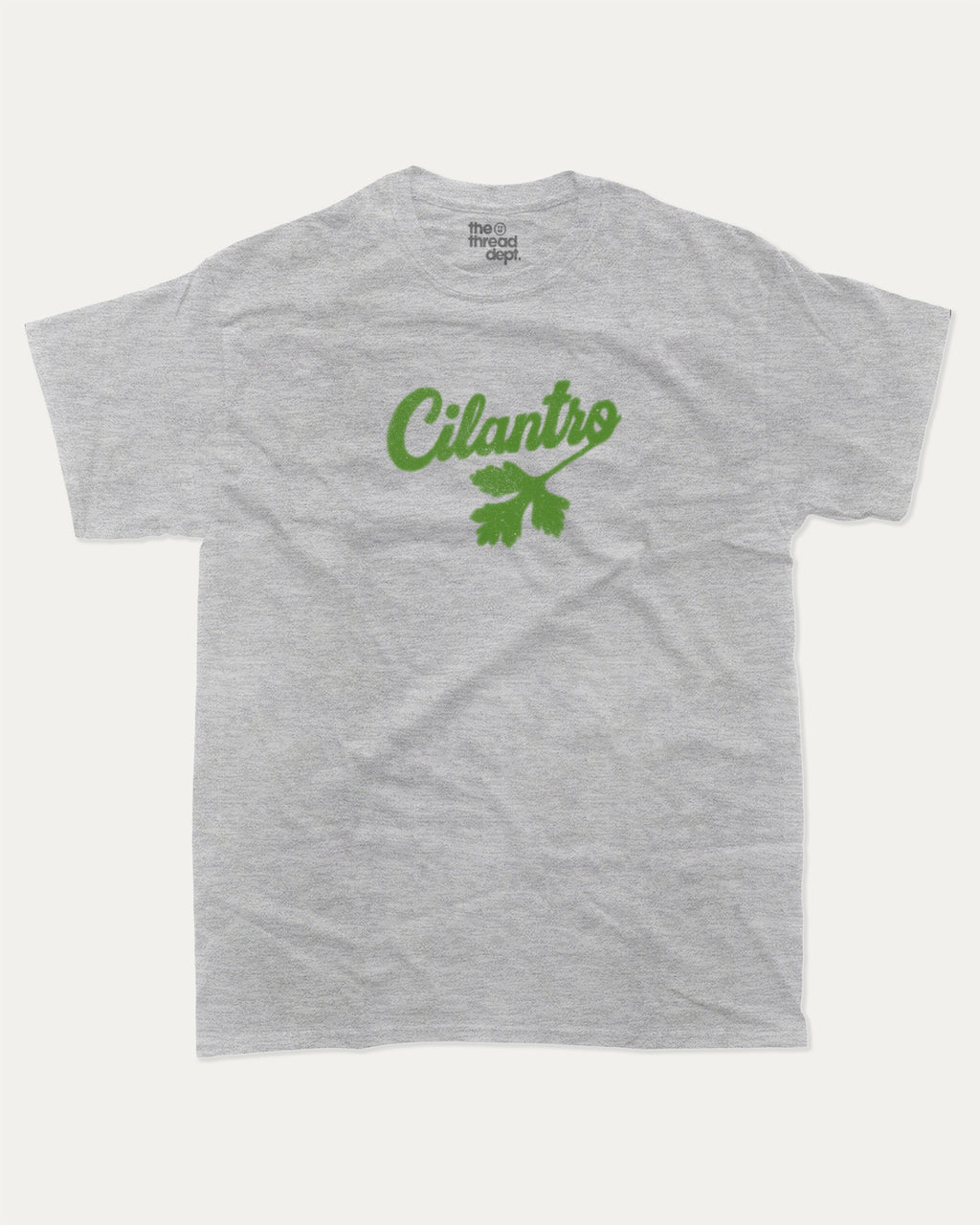 Cilantro graphic tee with bold and humorous print, Mexican Foods Graphic T shirt,  funny and trendy graphic. Perfect for adults and gift-giving. Heather Grey shirt.
