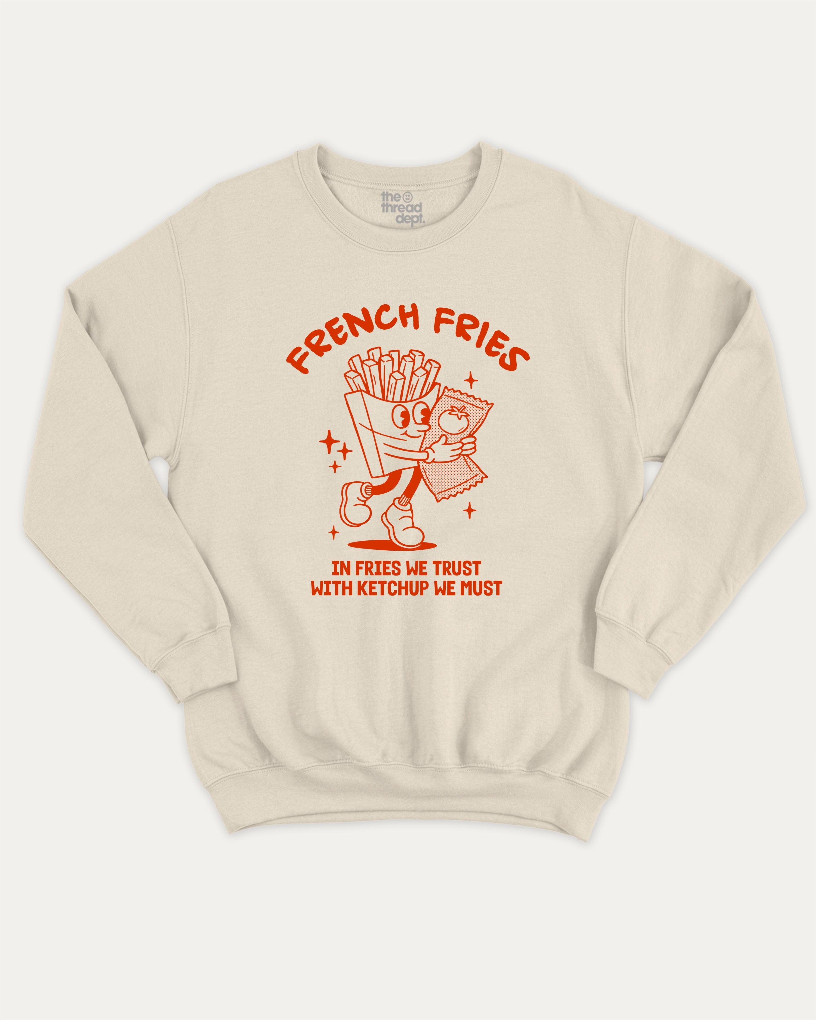 French Fries graphic sweatshirt with bold and humorous print, Food Graphic T shirt, Perfect Gift for Food Lover, French Fries Graphic T shirt, warm and cozy graphic for everyday wear. Perfect for adults and gift-giving. Natural pullover.