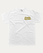 Freshly Squeezed Lemon graphic t-shirt, perfect for adults. Vintage lemon graphic tee, trending meme shirt, unique gift idea. White.