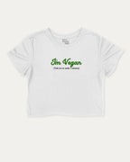 I'm Vegan graphic crop tee with funny and trendy slogan print, Vegan Graphic T shirt, Funny Vegan T shirt, Perfect Gift for Vegeterians, Vegeterian Graphic T shirt, perfect for women’s casual looks or layering. White crop t-shirt.