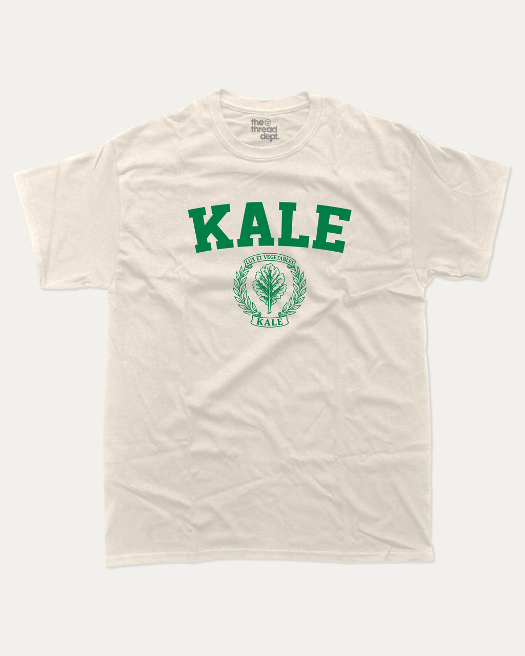 KALE University graphic t-shirt, Food T shirt, Food lover t shirt, Funny Food T shirt, . A must-have funny tee, trending meme shirt, unique gift idea. Cream.