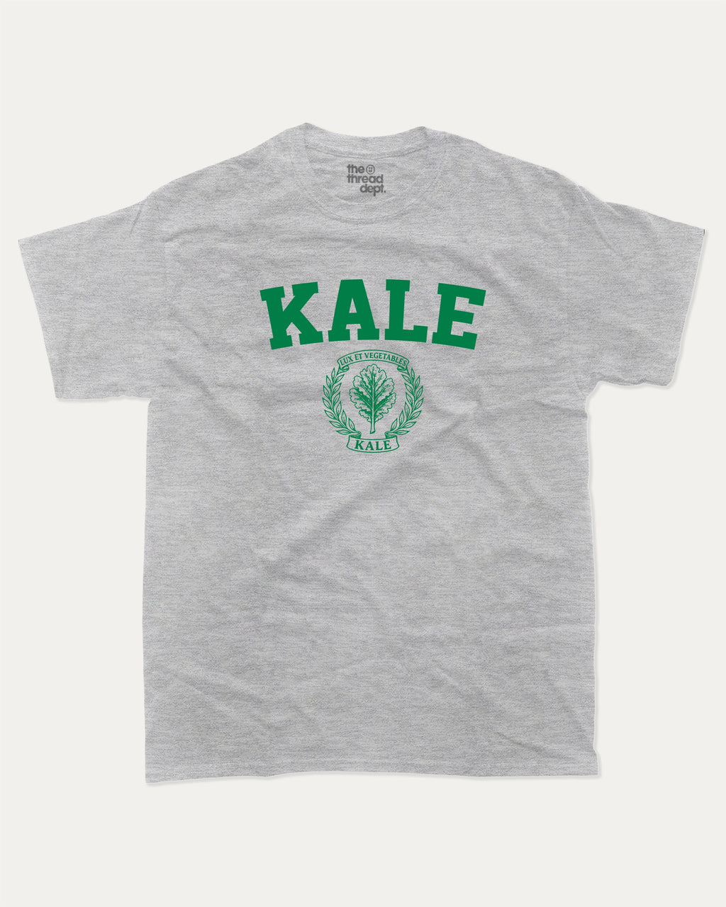 KALE University graphic t-shirt, Food T shirt, Food lover t shirt, Funny Food T shirt, . A must-have funny tee, trending meme shirt, unique gift idea. Heather Grey.