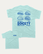 Los Angeles Taco Society graphic tee with bold and humorous print, Mexican Foods Graphic T shirt,  funny and trendy graphic. Perfect for adults and gift-giving. Celadon shirt.