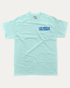 Los Angeles Taco Society graphic tee with bold and humorous print, Mexican Foods Graphic T shirt,  funny and trendy graphic. Perfect for adults and gift-giving. Celadon shirt.