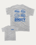 Los Angeles Taco Society graphic tee with bold and humorous print, Mexican Foods Graphic T shirt,  funny and trendy graphic. Perfect for adults and gift-giving. Heather Grey shirt.