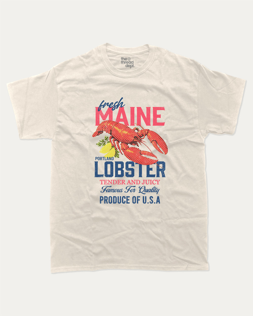 Maine Lobster graphic t-shirt, Lobster Graphic T shirt, Maine Graphic T shirt, Retro Graphic T shirt, T shirt for Food Lover, A must-have funny tee, trending meme shirt, unique gift idea. Cream.