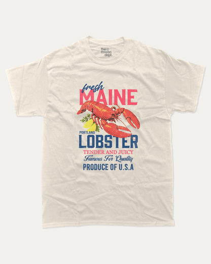 Maine Lobster graphic t-shirt, Lobster Graphic T shirt, Maine Graphic T shirt, Retro Graphic T shirt, T shirt for Food Lover, A must-have funny tee, trending meme shirt, unique gift idea. Cream.