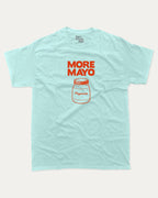 More Mayo graphic tee with retro and funny print, minimal food graphic. Perfect funny gifts for friends and gift-giving. Celadon shirt.
