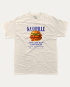 Nashville Hot Chicken Sandwich graphic t-shirt, Food Graphic T shirt,  A must-have funny tee, trending meme shirt, unique gift idea. Cream.